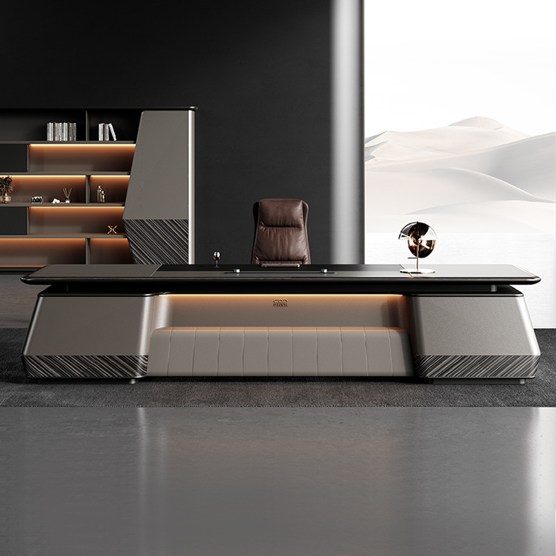 Model DBT006 Luksuspanel-style Manager Single Executive Desk, formand\\\'s stort kontorbord med stolesæt, Boss skrivebord